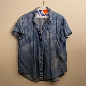 Vintage Calvin Klein denim chambray short-sleeve button-down shirt, size M